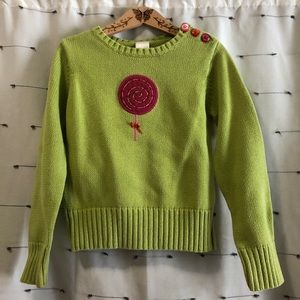 Gymboree lime green pink lollipop with buttons sweater size 7
